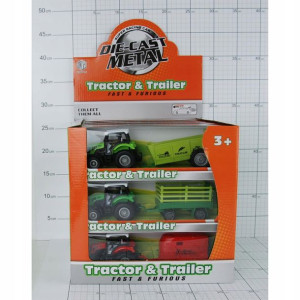 Traktor Z Przyczepą Metal W Pudełku