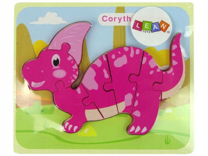 Drewniane Puzzle Dinozaur Corythosaurus Różowy Spi