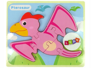 Drewniane Puzzle Dinozaur Pterodaktyl Różowy Plios
