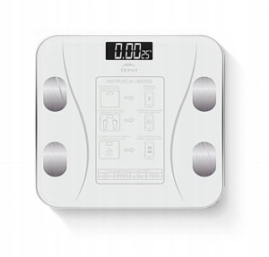 Waga szklana bluetooth BMI SLIM biała do 180kg