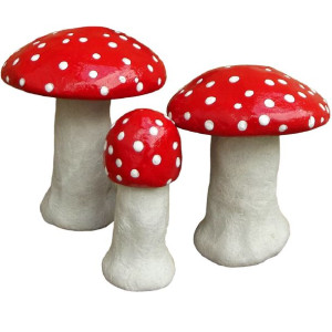 Muchomory figurki ogrodowe zestaw 3 sztuki prezent do ogrodu pod iglaki