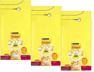 Sucha karma dla kota Purina FRISKIES HAIRBALL Kurczak Indyk kot 3x1,5kg