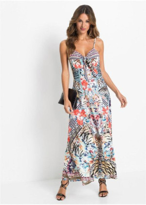Bonprix Kolorowa Długa Prosta Letnia Sukienka W Kwiaty Maxi 40-42 931627