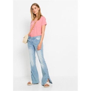 Bonprix Spodnie Bootcut Dzwony Zatrzaski Napy Jeansy Stretch 34-36 941025