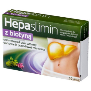 Hepaslimin z biotyną na odchudzanie zdrowe włosy i wątroba 30tabl