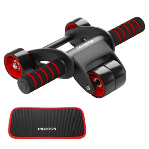 Proiron Abdominal Roller Whee Black/red, Stainless-steel Bar /foam Handles,