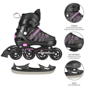 Łyżworolki 2w1 Nils Nh11912 A Black/pink S(31-34)