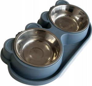 Podwójna Miska Metalowa Dla Psa Kota 12cm Uszy