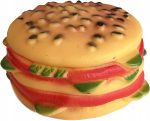 Gumowy Gryzak Burger Z Piszczałką Dla Psa 9 Cm