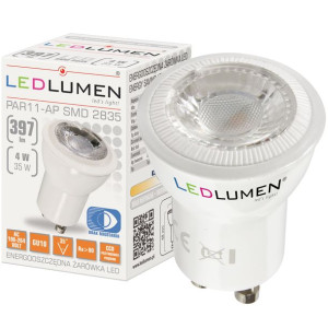 Żarówka LED GU10 PAR11 4W=35W SMD 397lm CCD 35° Neutralna LEDLUMEN