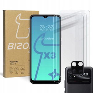 Szkło + na aparat BIZON do Poco C40 /Redmi 10C