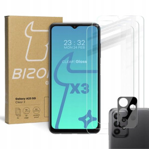 3x Szkło + szybka na aparat BIZON do Galaxy A23 5G