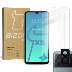 3x Szkło +szybka na aparat BIZON do Xiaomi Poco M5