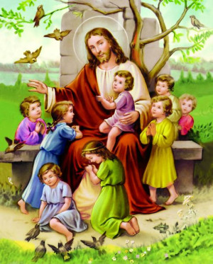 Obraz (20 x 25) - Jezus z dziećmi