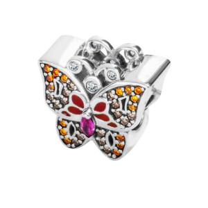 Zawieszka srebrna charms beads motyl kolorowy