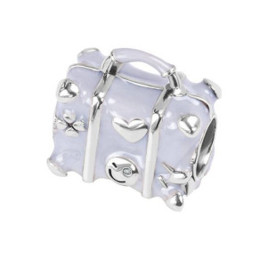 Zawieszka srebrna charms beads walizka emalia