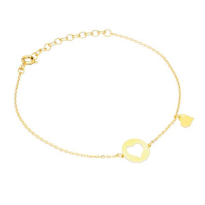 Bransoletka srebrna pozłacana kółko z serduszkiem