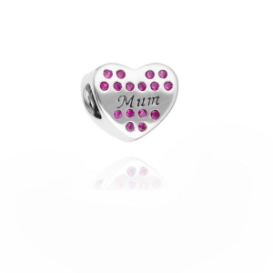 Zawieszka bead charms Mum serce z cyrkoniami Mama