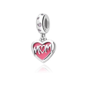 Zawieszka bead charms Mum serce podwójne Mama