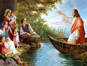 Obraz (30 x 40) - Jezus na łodzi