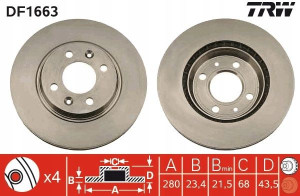 TRW DF1663 Tarcza hamulcowa