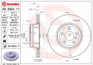 BREMBO 09.9924.11 Tarcza hamulcowa