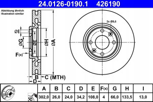 ATE 24.0126-0190.1 Tarcza hamulcowa