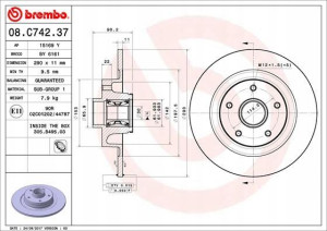 BREMBO 08.C742.37 Tarcza hamulcowa