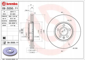 BREMBO 09.D250.11 Tarcza hamulcowa