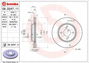 BREMBO 09.D247.11 Tarcza hamulcowa