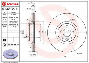 BREMBO 09.C522.11 Tarcza hamulcowa