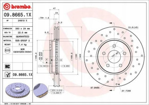 BREMBO 09.8665.1X Tarcza hamulcowa