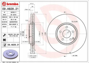 BREMBO 09.A828.21 Tarcza hamulcowa