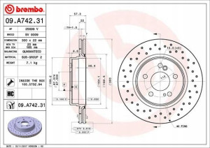 BREMBO 09.A742.31 Tarcza hamulcowa
