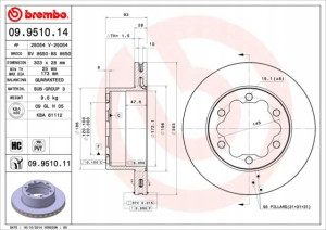 BREMBO 09.9510.11 Tarcza hamulcowa