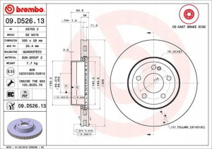 BREMBO 09.D526.13 Tarcza hamulcowa