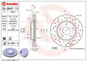 BREMBO 09.B647.1X Tarcza hamulcowa