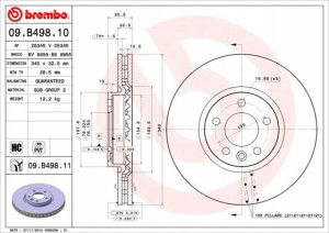 BREMBO 09.B498.11 Tarcza hamulcowa