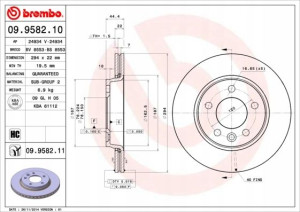 BREMBO 09.9582.11 Tarcza hamulcowa