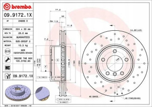 BREMBO 09.9172.1X Tarcza hamulcowa