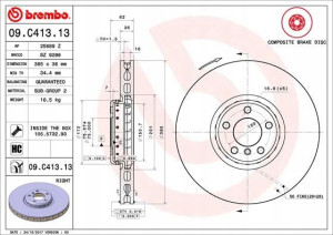 BREMBO 09.C413.13 Tarcza hamulcowa
