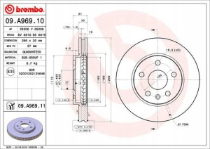BREMBO 09.A969.11 Tarcza hamulcowa