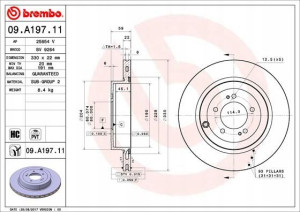 BREMBO 09.A197.11 Tarcza hamulcowa