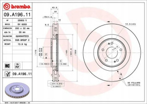 BREMBO 09.A196.11 Tarcza hamulcowa
