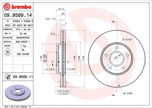 BREMBO 09.9589.11 Tarcza hamulcowa