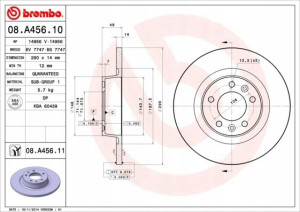 BREMBO 08.A456.11 Tarcza hamulcowa