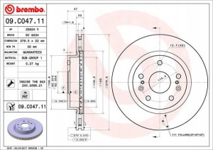 BREMBO 09.C047.11 Tarcza hamulcowa