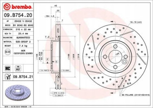 BREMBO 09.B754.21 Tarcza hamulcowa