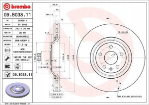 BREMBO 09.B038.11 Tarcza hamulcowa