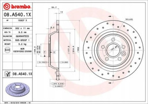BREMBO 08.A540.1X Tarcza hamulcowa